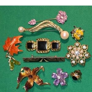 Estate Multicolor Brooch Collection